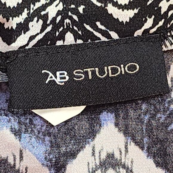 AB Studio Black White Royal Mixed Pattern Ruched Waist Poly Span Maxi Skirt XL - Picture 15 of 16